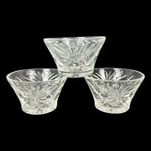 Vintage Anchor Hocking EAPC Oatmeal Custard Sherbet Bowl SET OF 3 Clear Glass